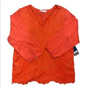 Lucky Brand orange medium peasant top